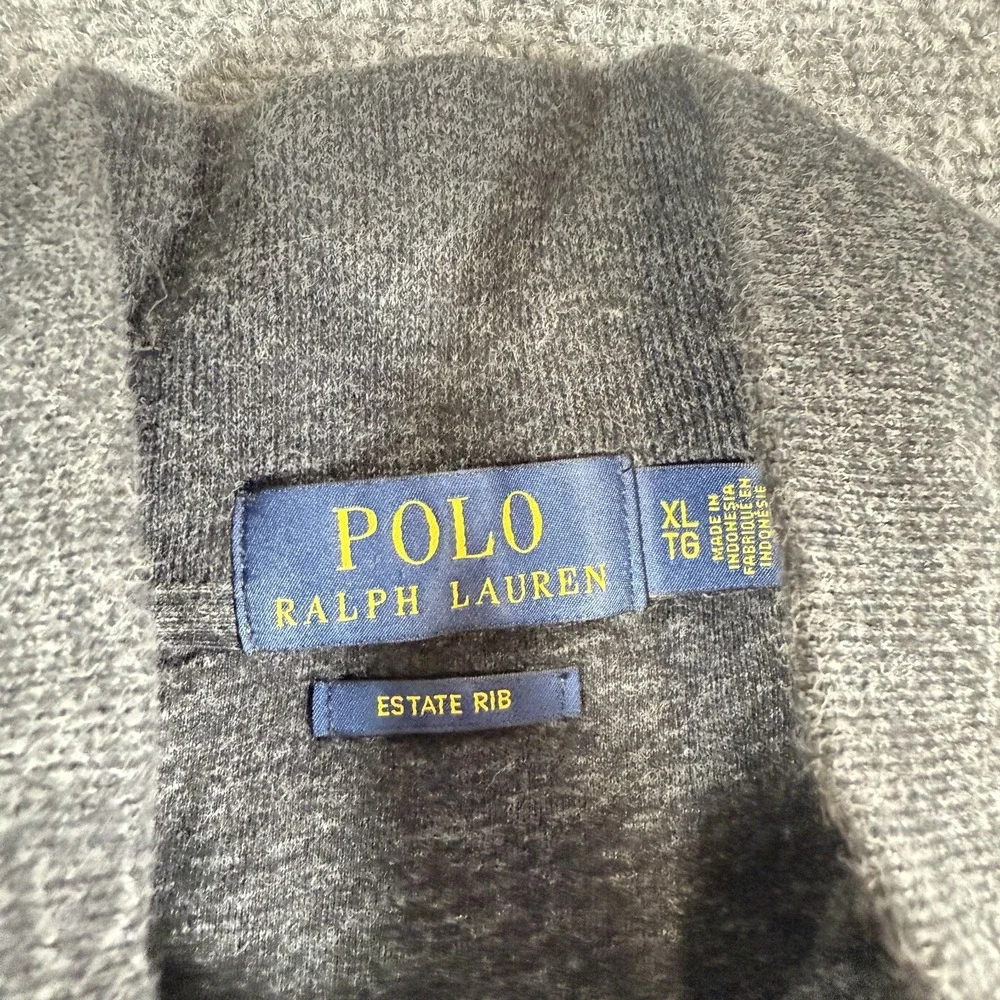 Polo Ralph Lauren Sweater Mens XL‎ Gray 1/4 Zip Pullover Estate Rib Knit Pony